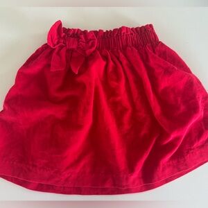 Little English Bright Red Corduroy Bow Waist Skirt
